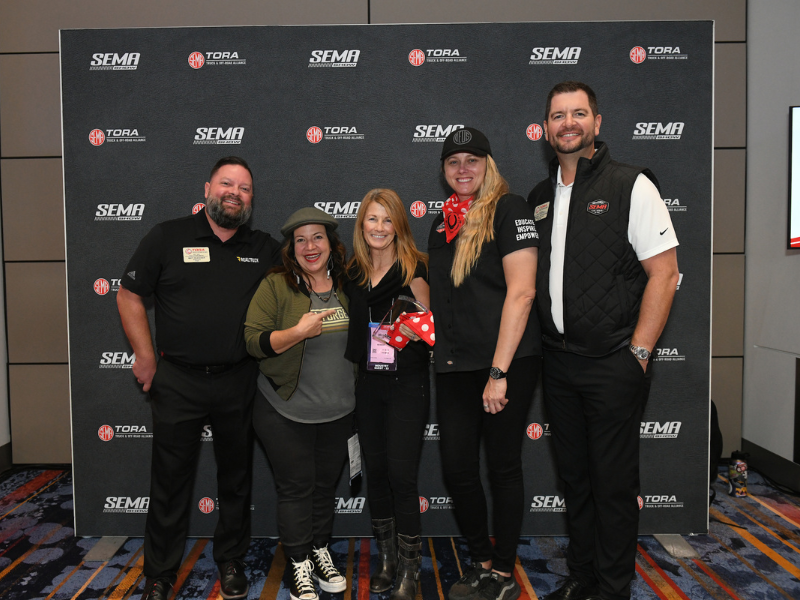 Emily Miller, the founder of Rebelle Rally, received the TORA Jessi Combs Ambassador Award for her exceptional support of the truck and off-road market.