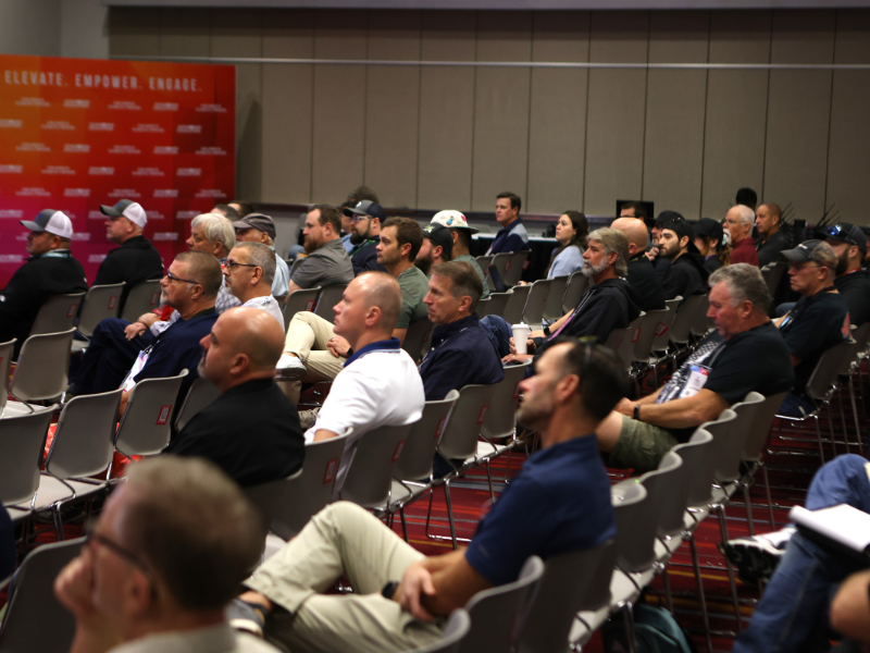 Seminar audience listening to a presentation