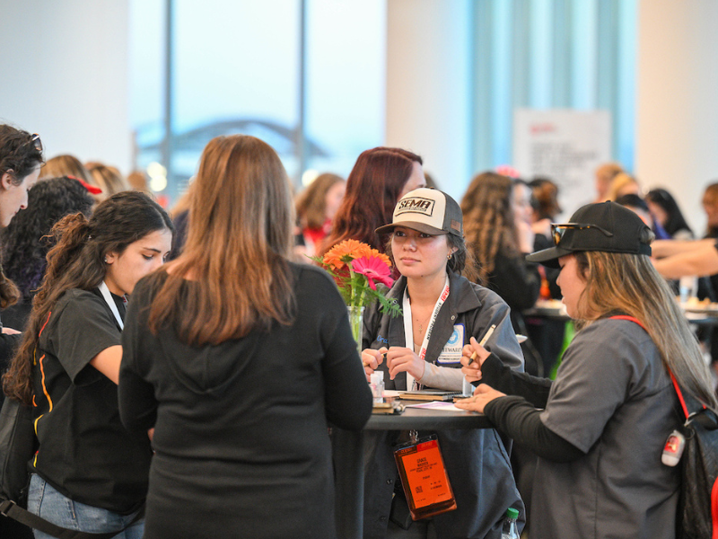 Ladies talking in small groups at SBN event