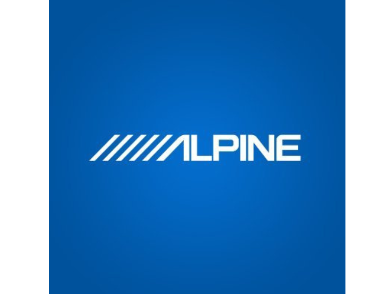 Alpine logo on blue background