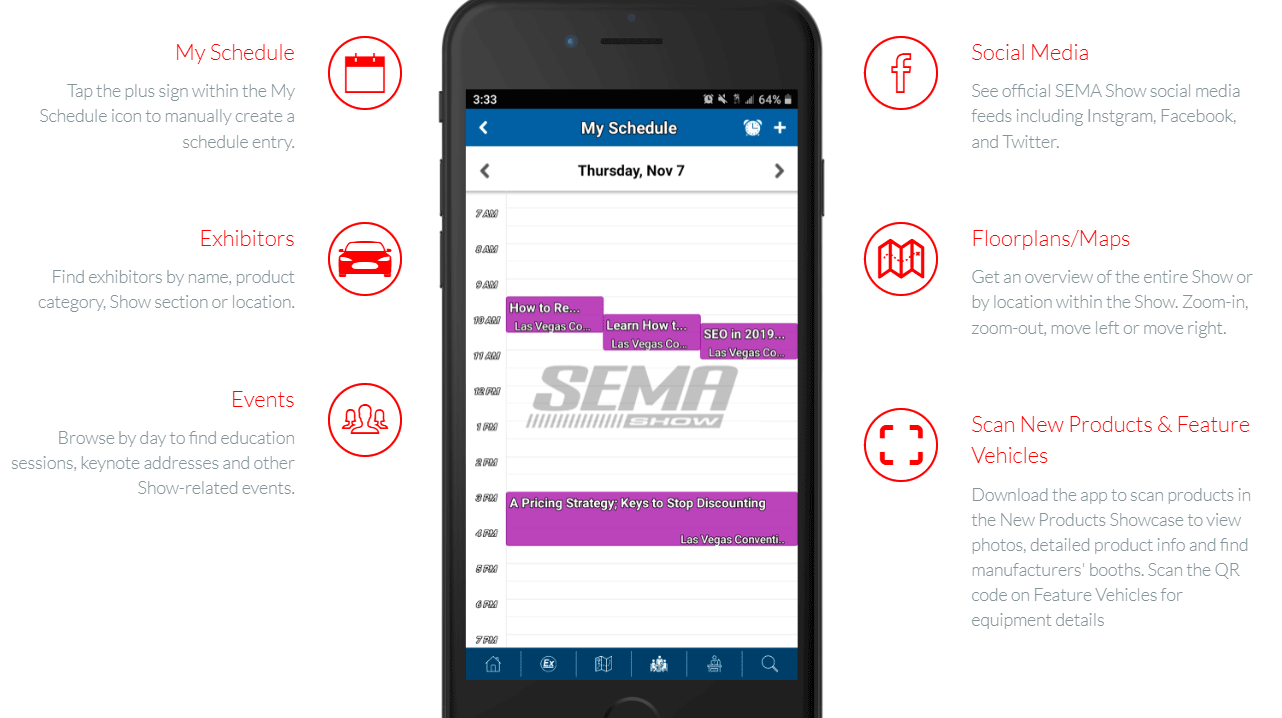 SEMA Show My Show Planner app 2024