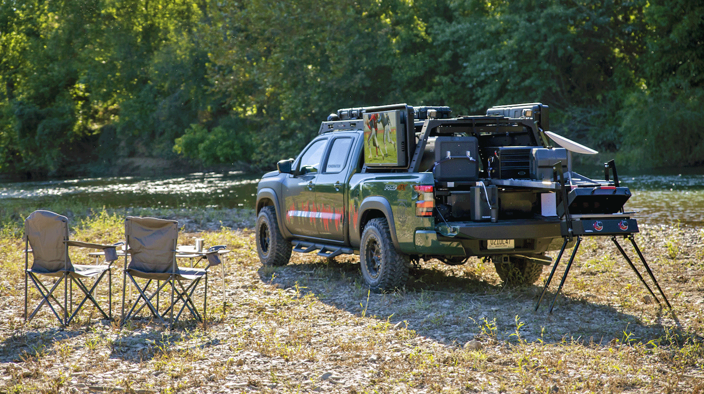 Nissan Frontier 2025 Project Trailgater SEMA Show debut camping set up