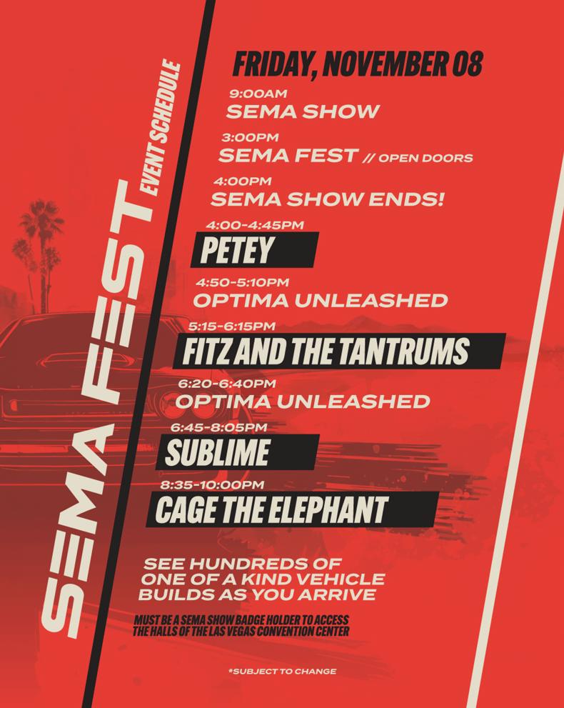 SEMA Fest band schedule